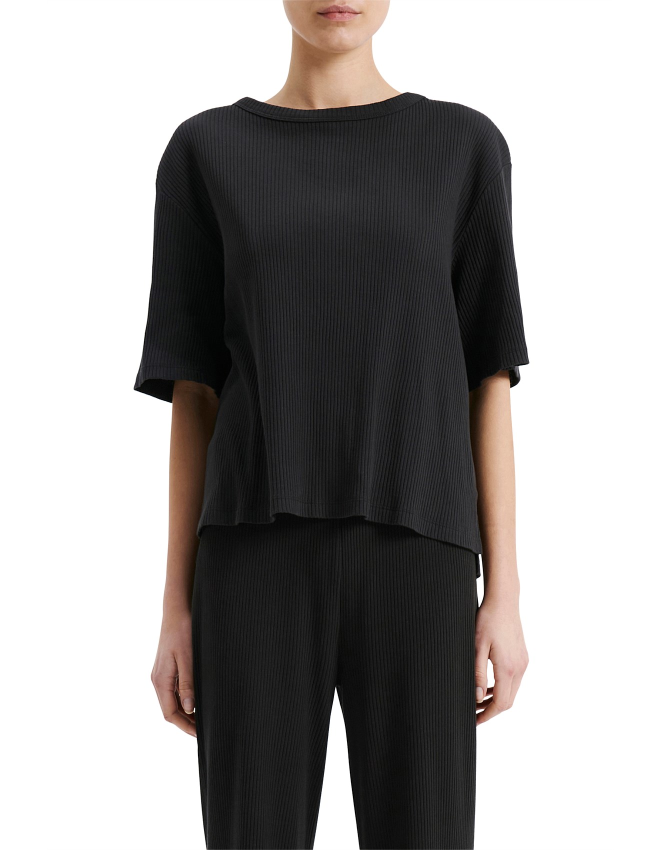 Nude Lucy Lounge Rib Short Sleeve Tee Top David Jones