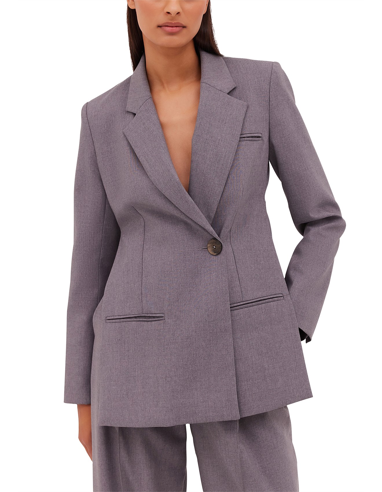 order now Bianca Spender Metallic Buttoned Blazer Grey Jacket