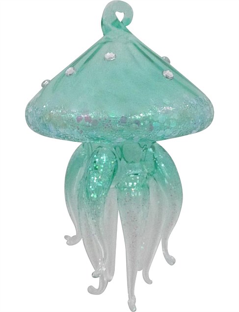Blue Jellyfish Glass Ornament