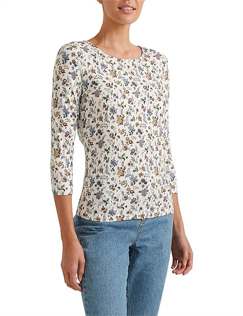 BACCA liberty shirt bacca サマーリバティプリント ギャザードブラウス