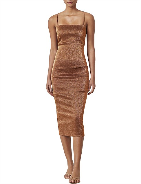 bronze midi dress