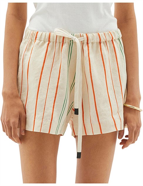 Bassike Stripe Linen Beach Short David Jones