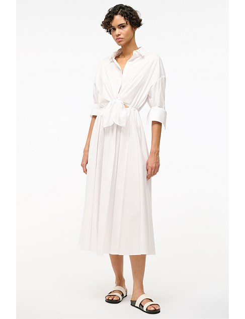 the red thread S tie shirt dress ホワイト THEREDTHREAD / ザレッドスレッド】S tie shirt dress