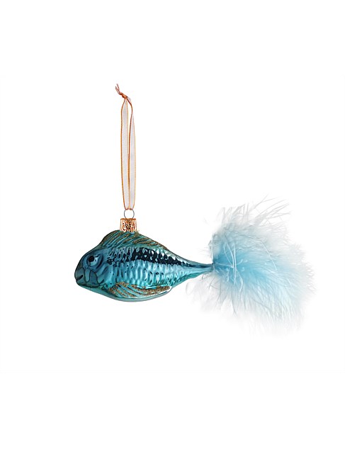 15CM BLUE FISH EUROPEAN GLASS BAUBLE