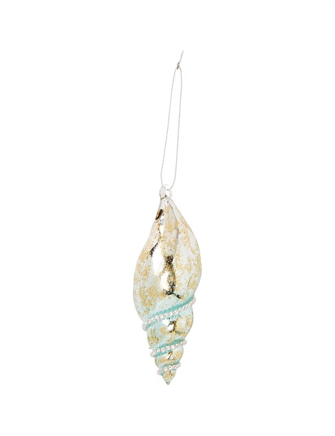12CM BLUE CONCH GLASS ORNAMENT