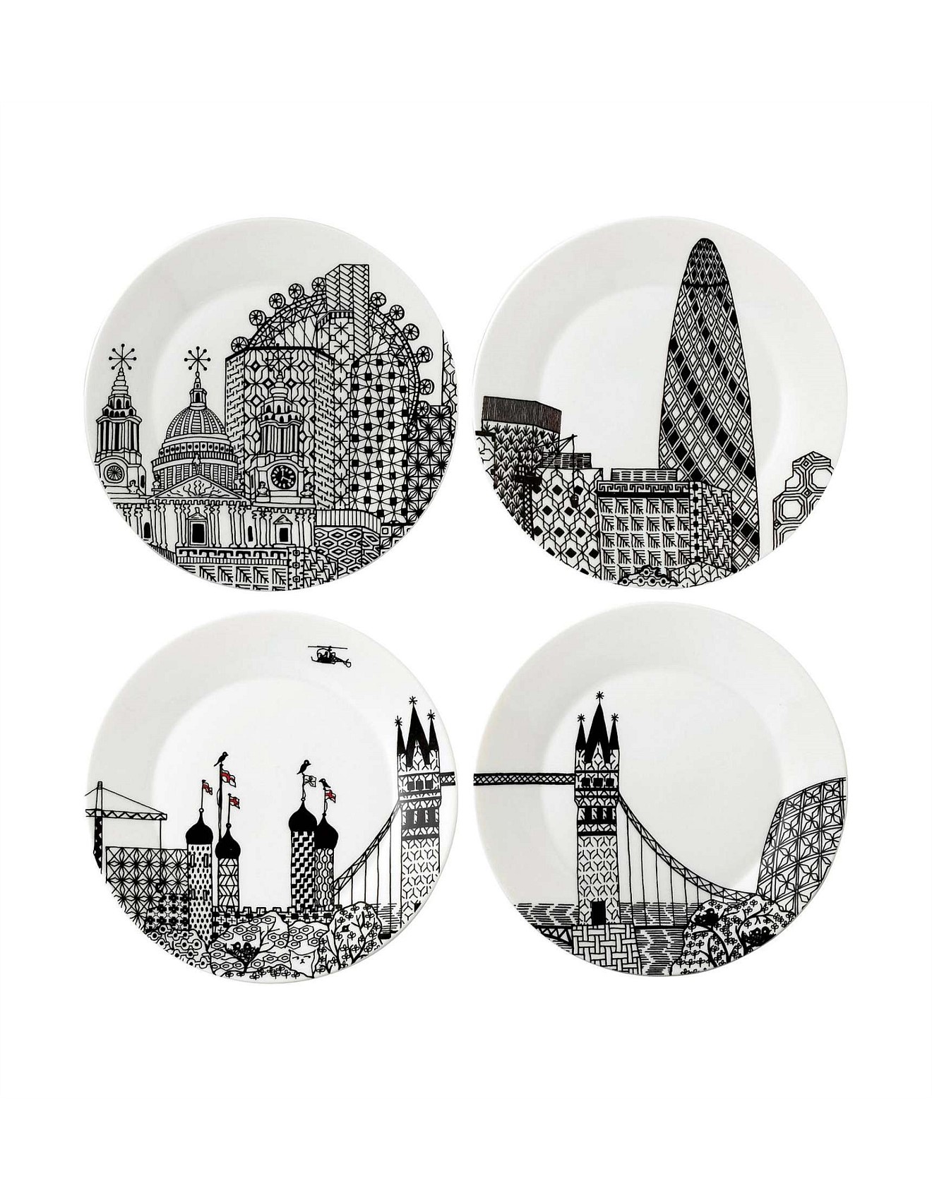 【新品】  Charlene Mullen 皿 Royal Doulton Charlene Mullen London Calling Plate Set Of 4