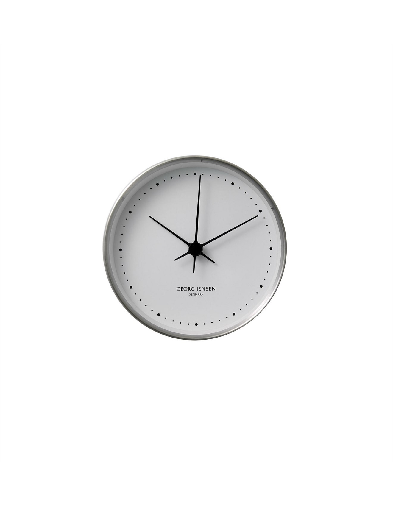 Georg Jensen Koppel 10 Cm Wall Clock, Stainless Steel With White