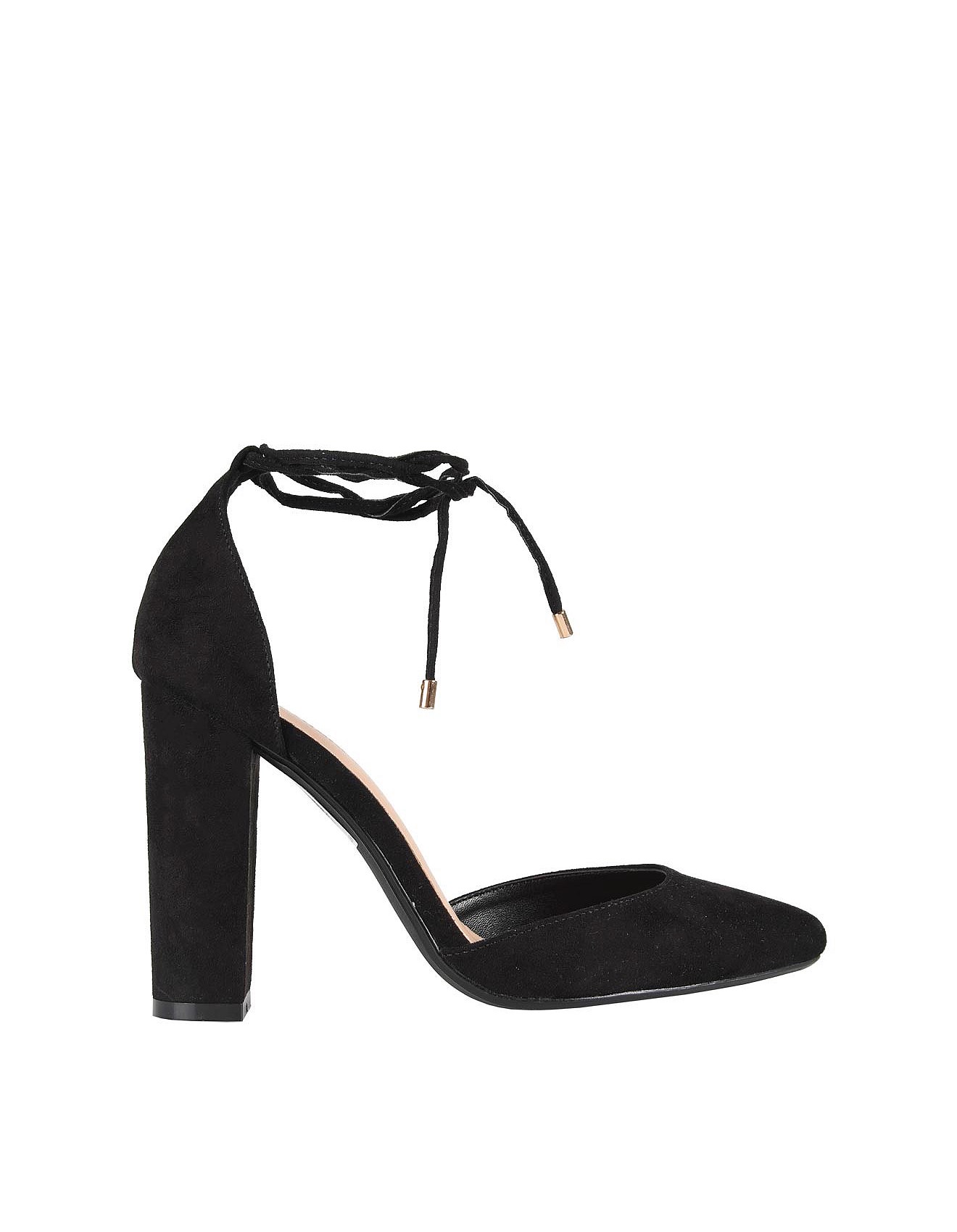 black lace up court heels