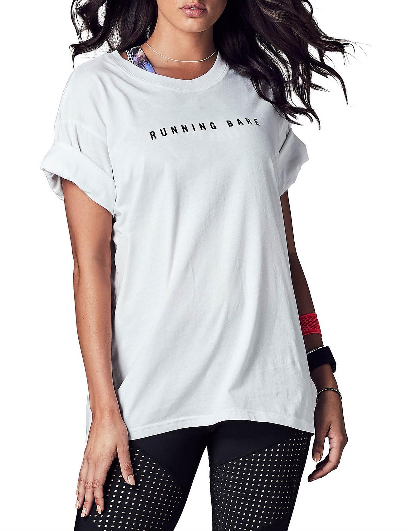 running bare white t shirt
