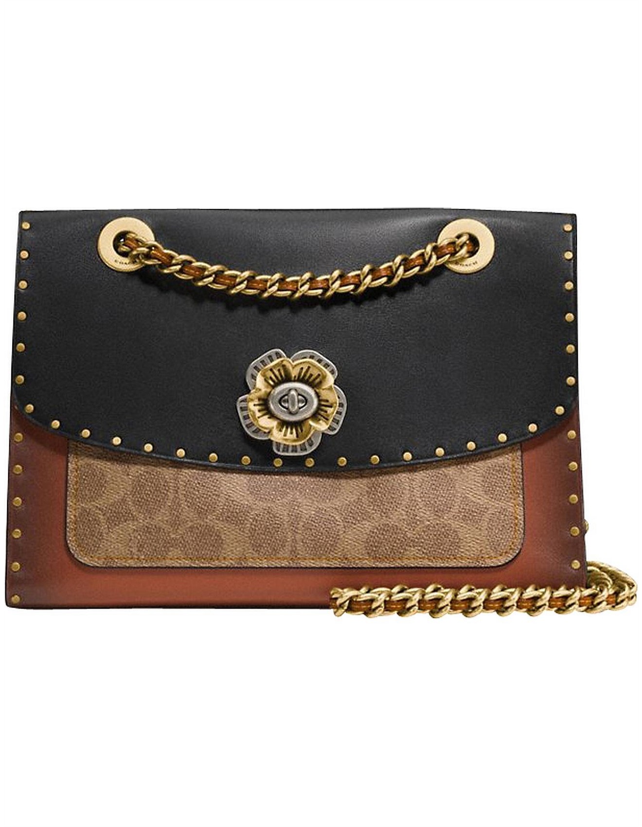 Snakeskin Coach Parker Signature Leather With Rivets Coach Parker