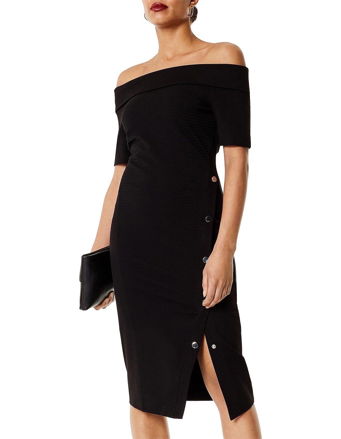 karen millen bardot popper dress