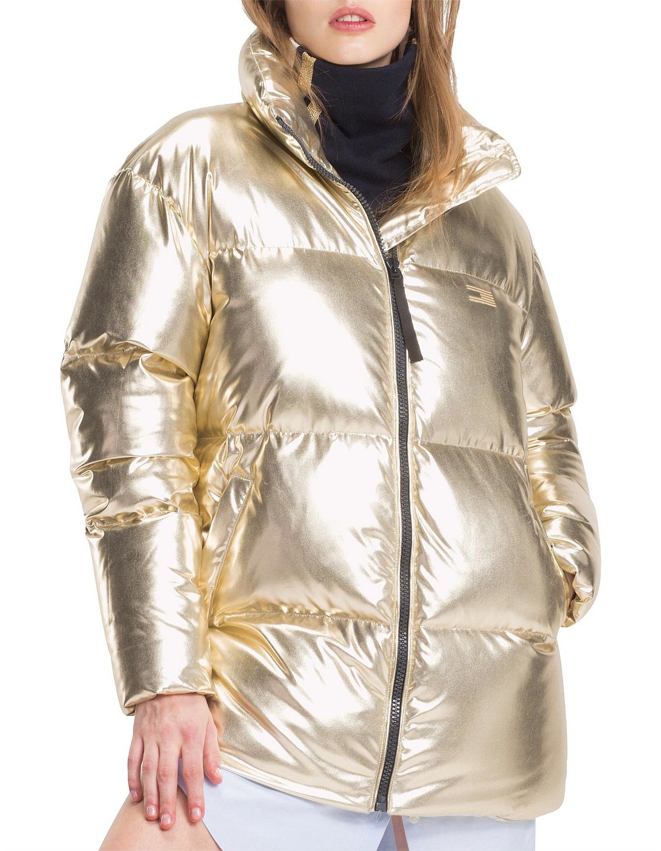 tommy hilfiger gold puffer jacket