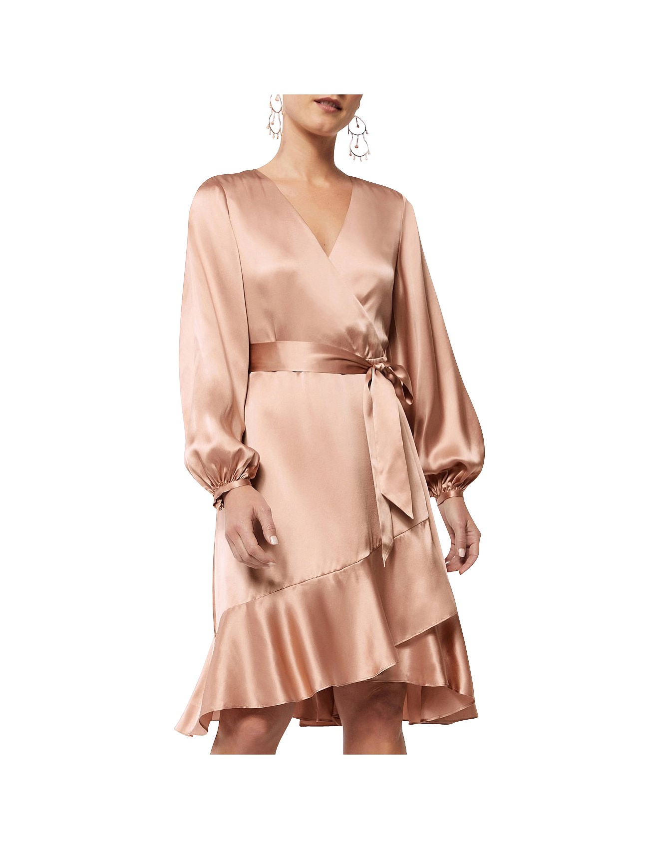 silk satin wrap dress