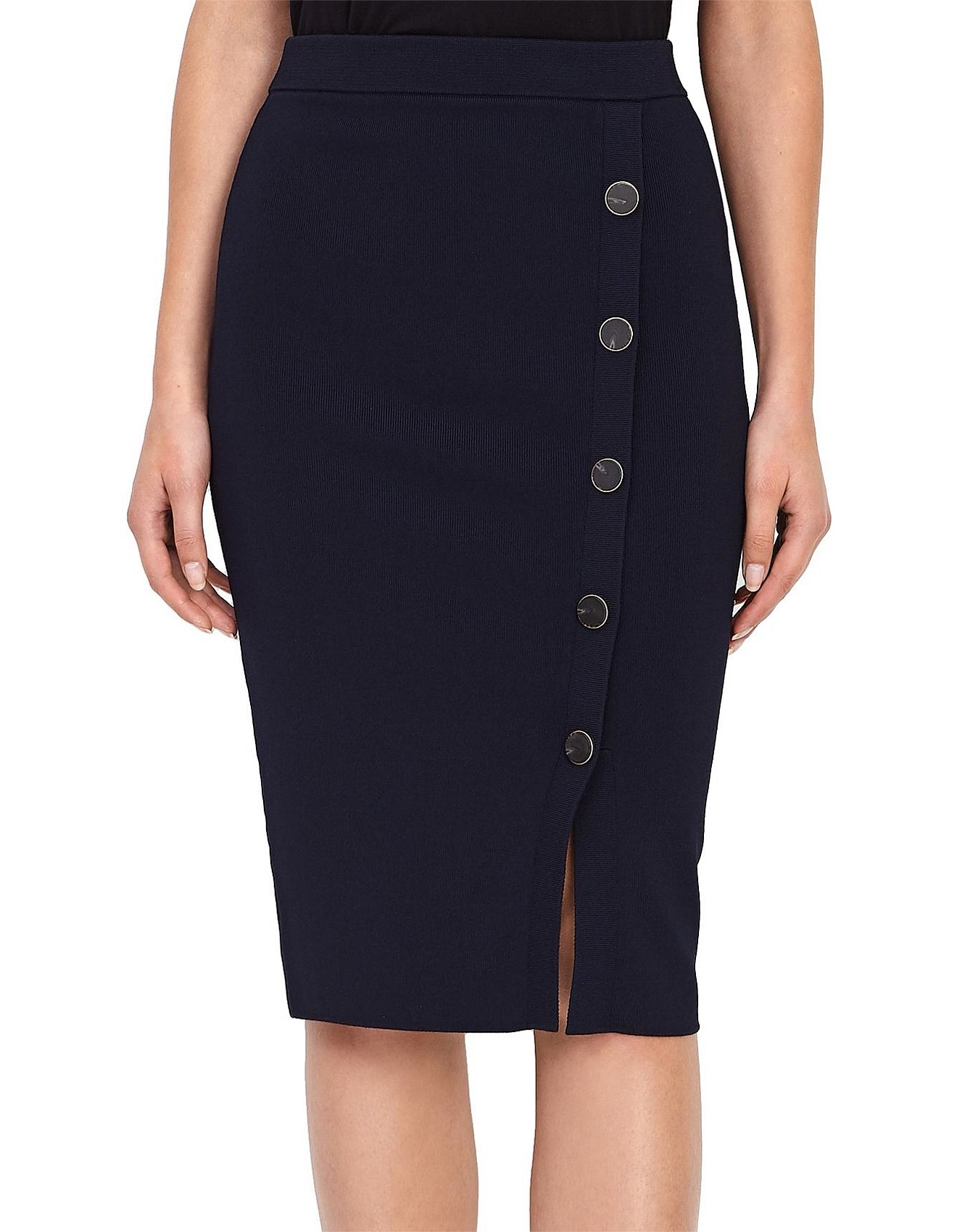 hatty button front pencil skirt