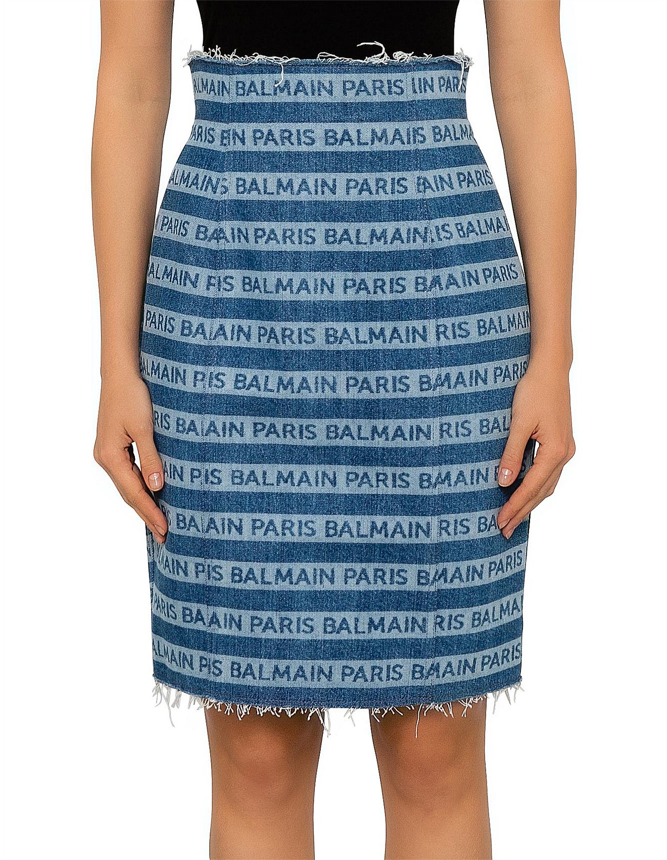 balmain jeans skirt