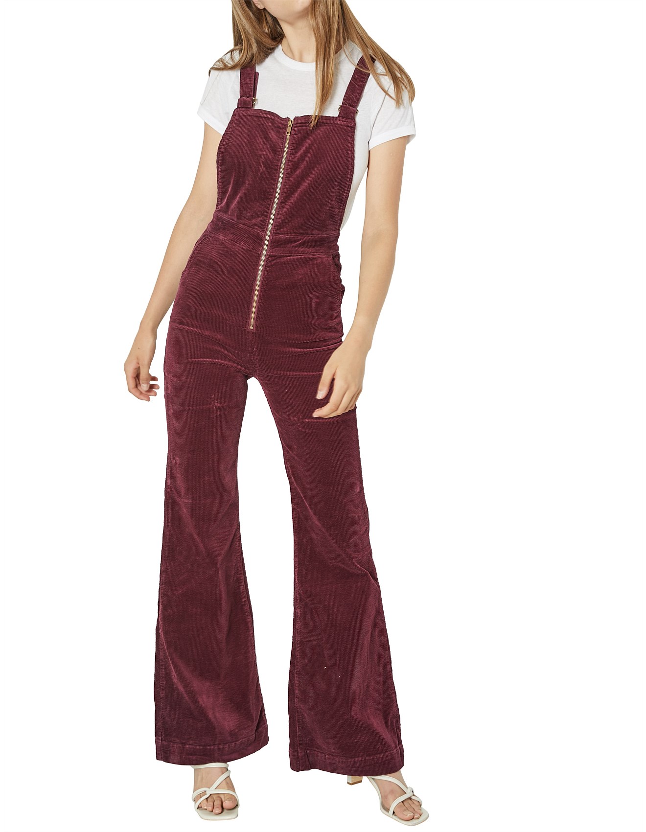 corduroy flare overalls