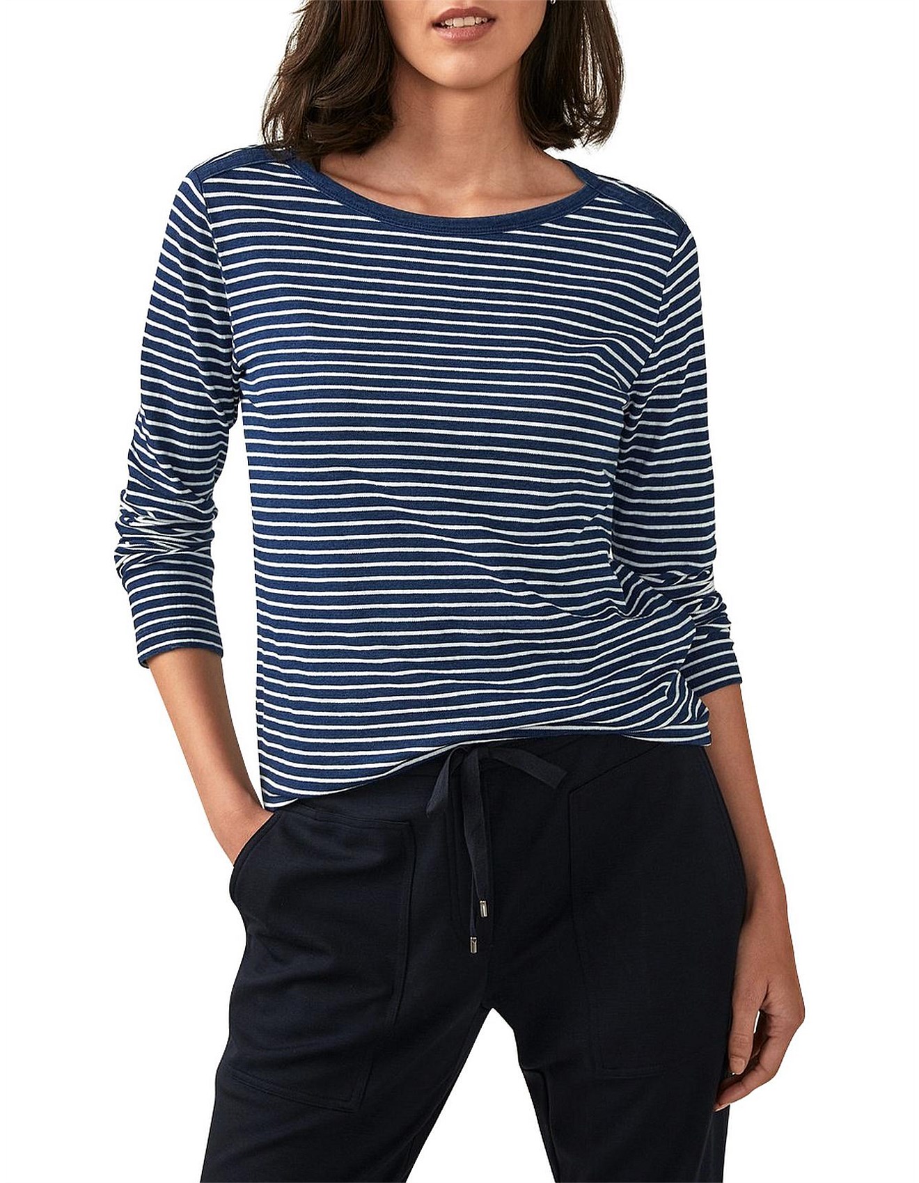 Download Women - Long Sleeve Cotton Striped Jersey T-Shirt