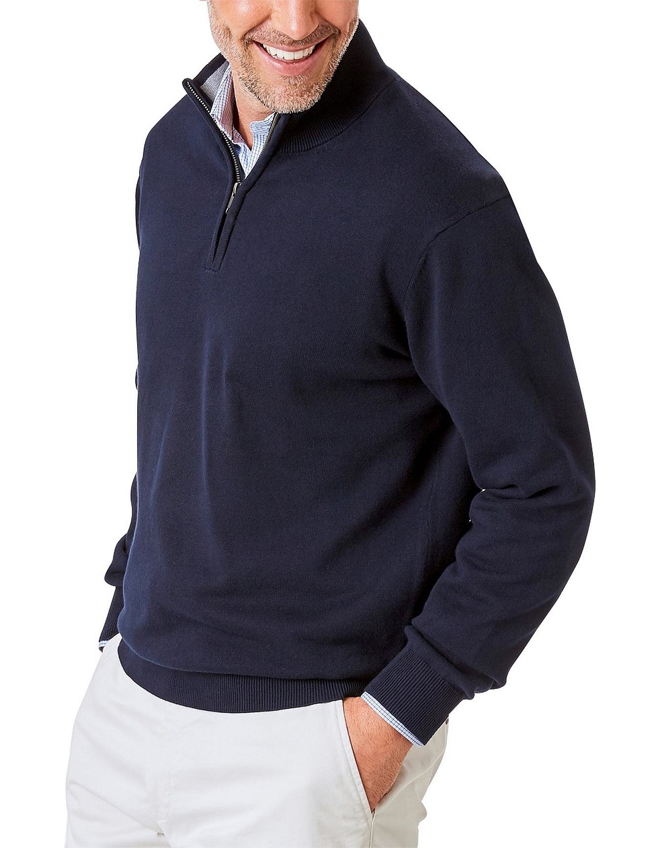 Gazman Cotton Stretch Half Zip | David Jones