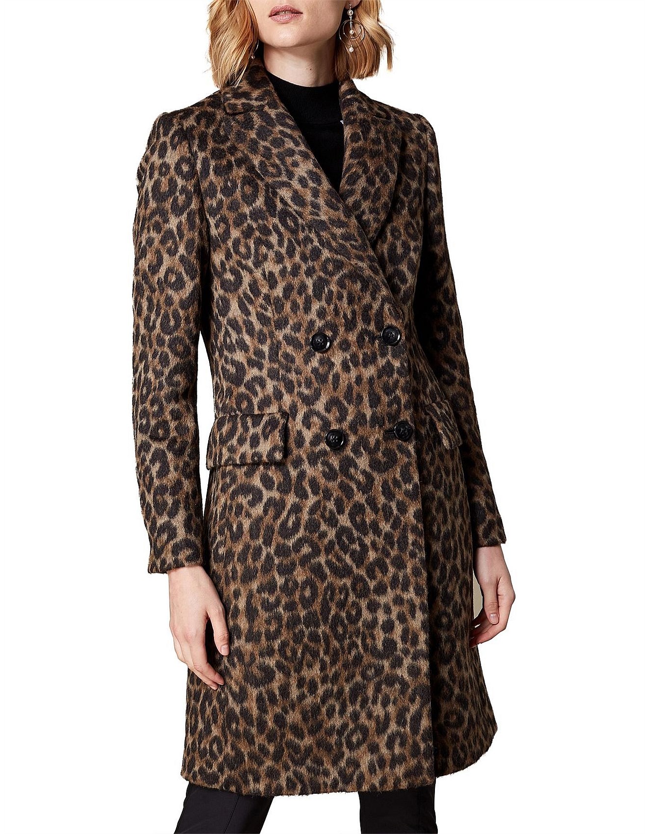 Karen Millen Leopard Prnt Tailored Coat David Jones