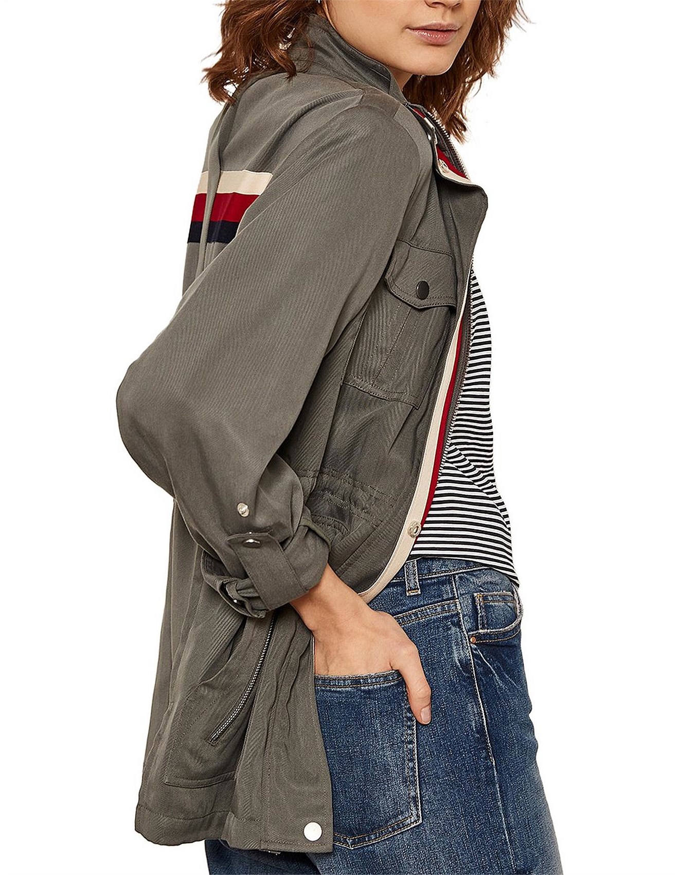 mint velvet khaki star back parka