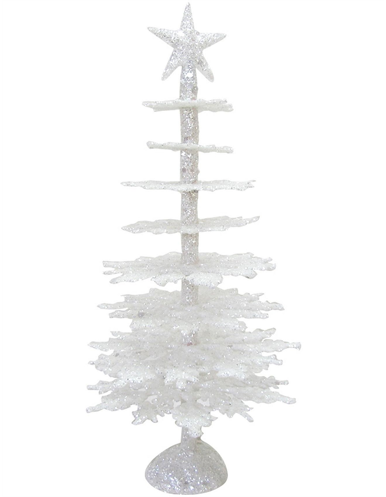 Shop Christmas Trees Decorations More Online David Jones 20cm White Glitter Plastic Tree