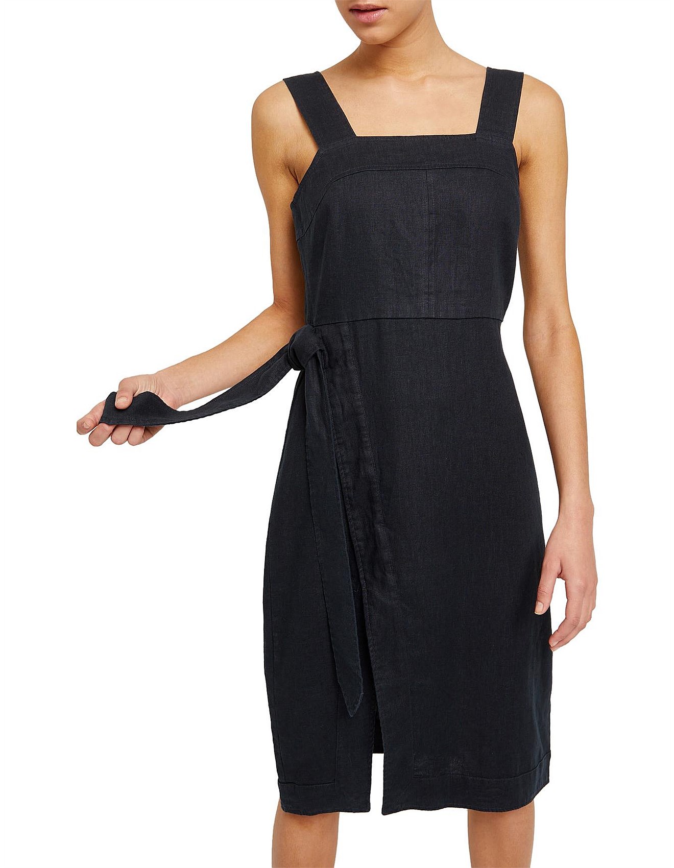 linen tie waist dress