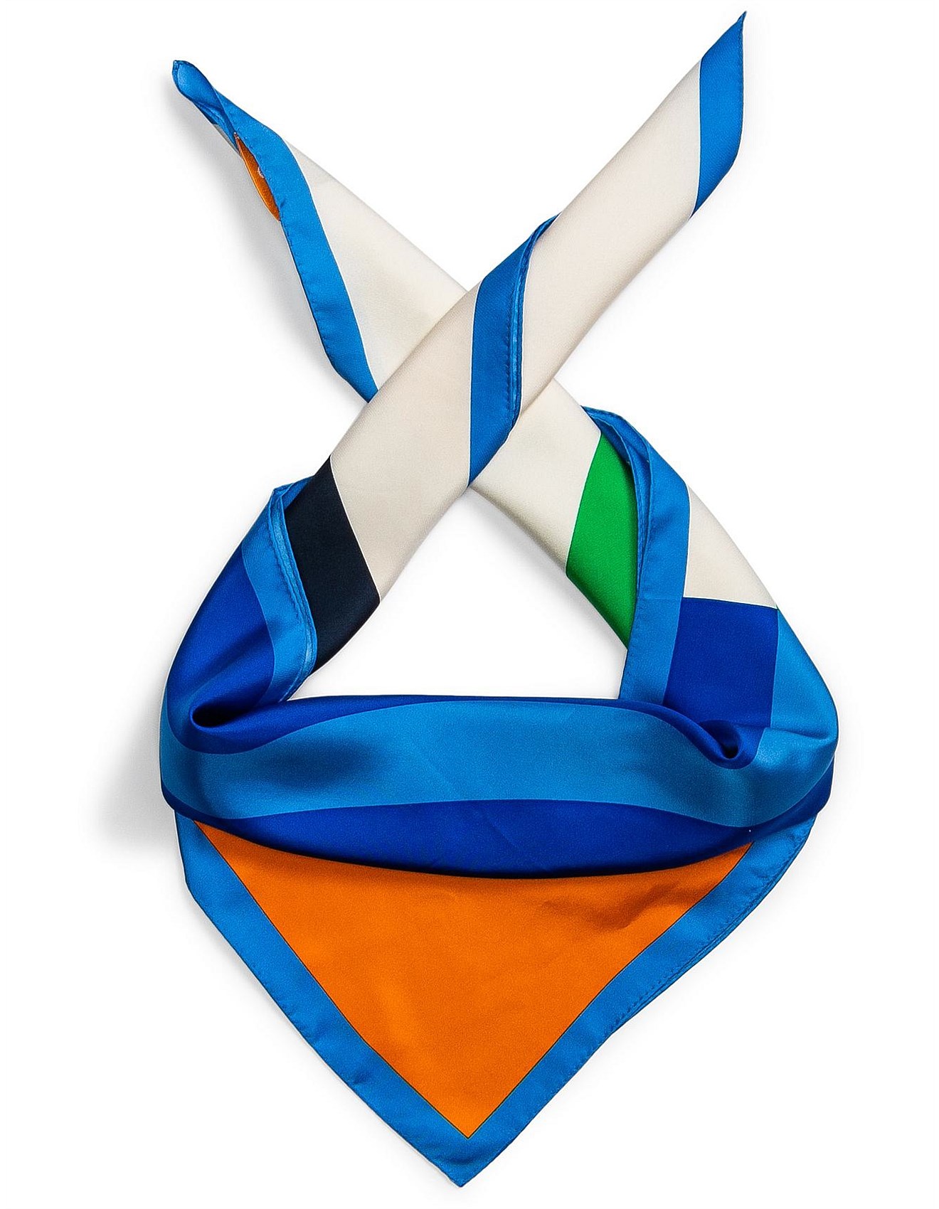 Tory Burch Color-block Logo Silk Square Scarf in Blue