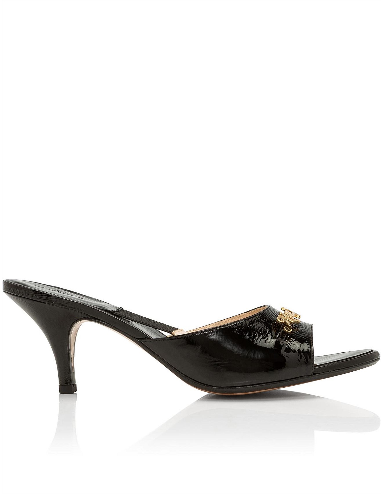 black kitten heel mules