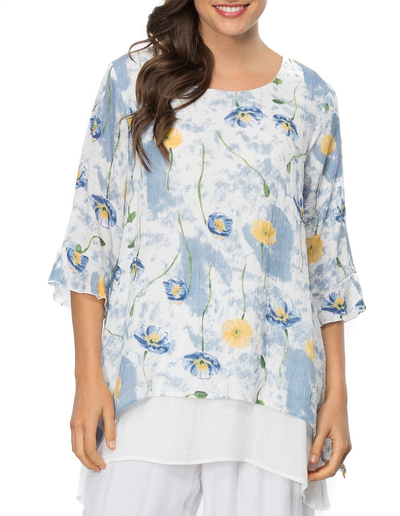 Clarity By Threadz Print Overlay Top | David Jones