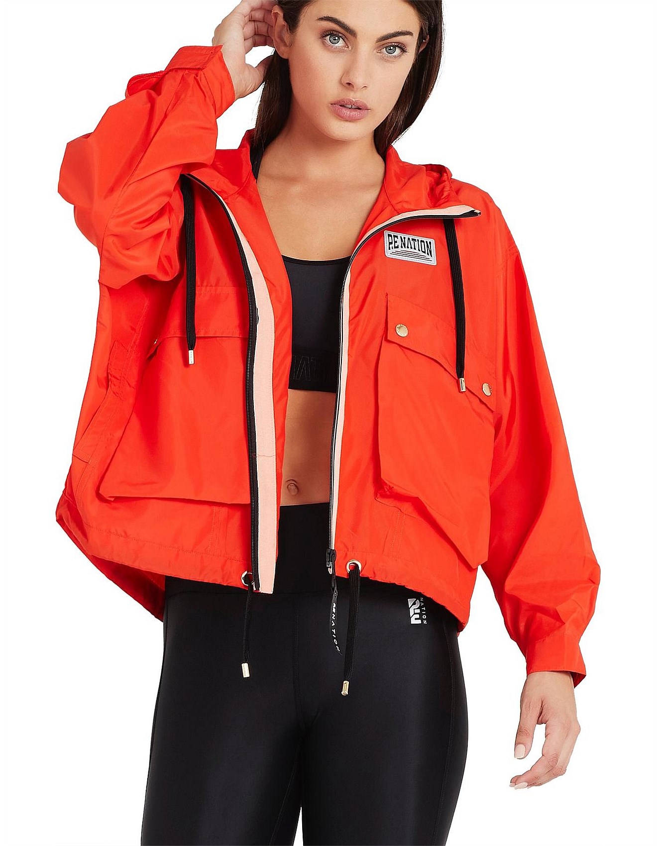 red spray jacket