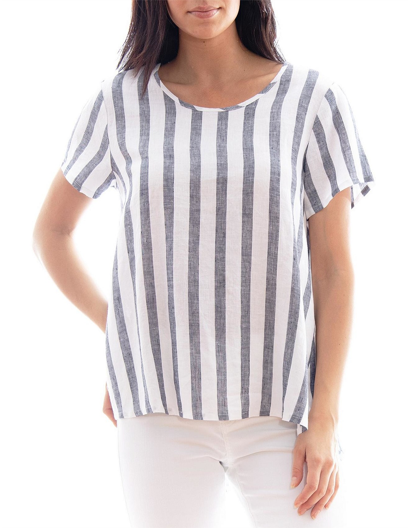 Jump Stripe Linen Top David Jones