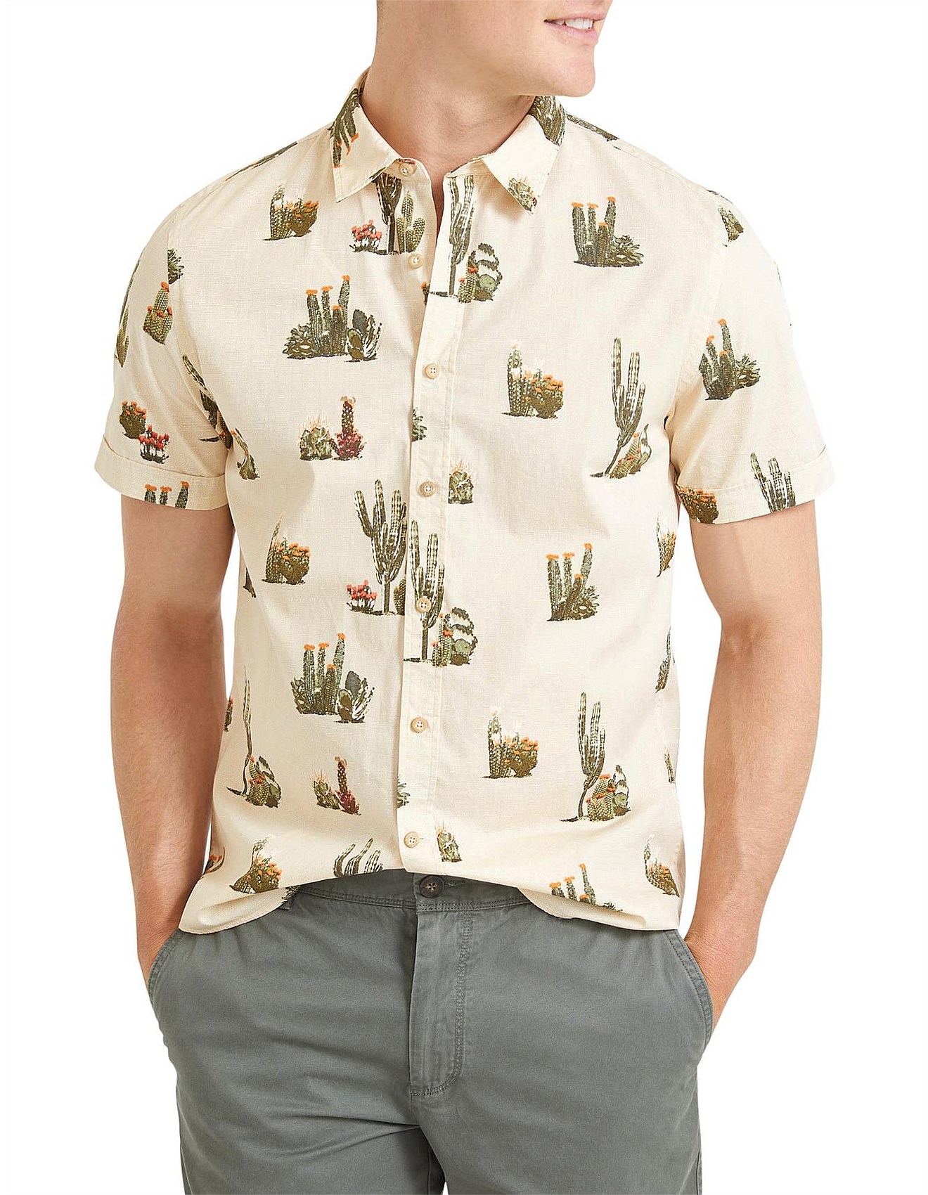 men's shirt with cactus print