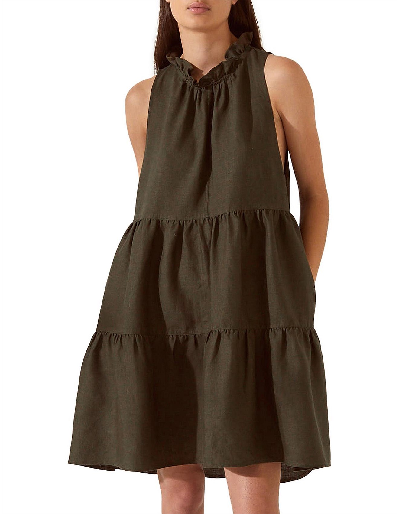 sb lila linen tiered dress
