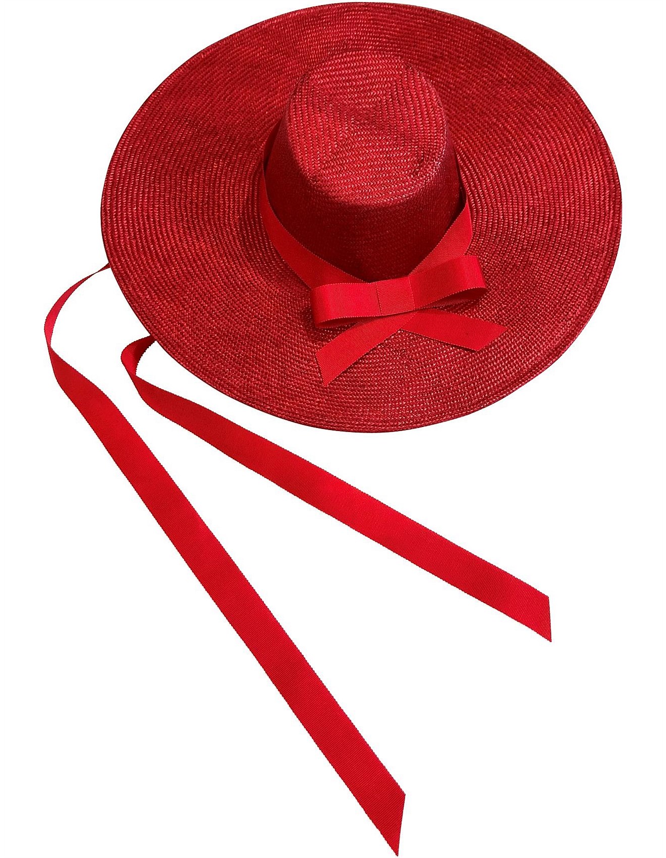 red wide brim hat