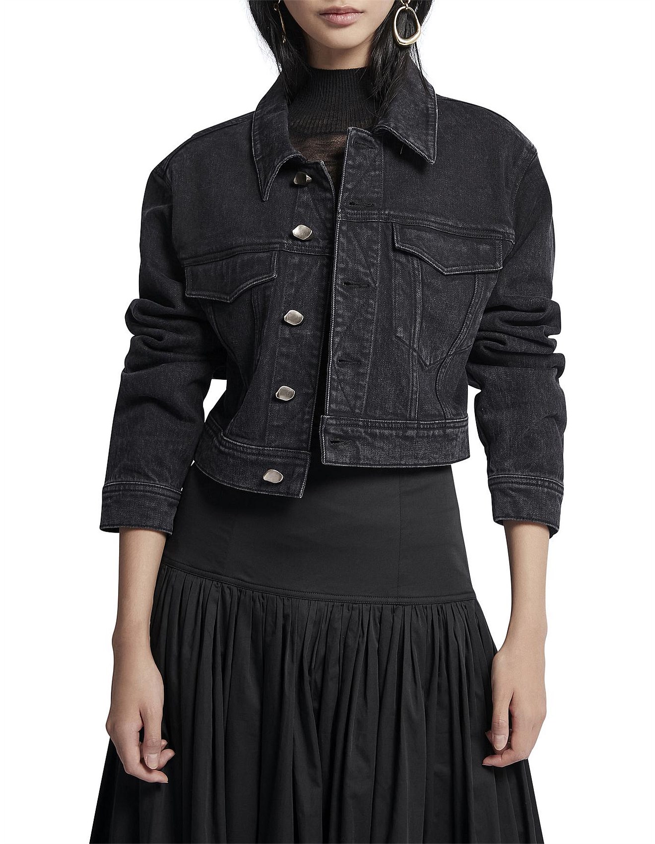 Aje Coda Denim Crop Jacket David Jones