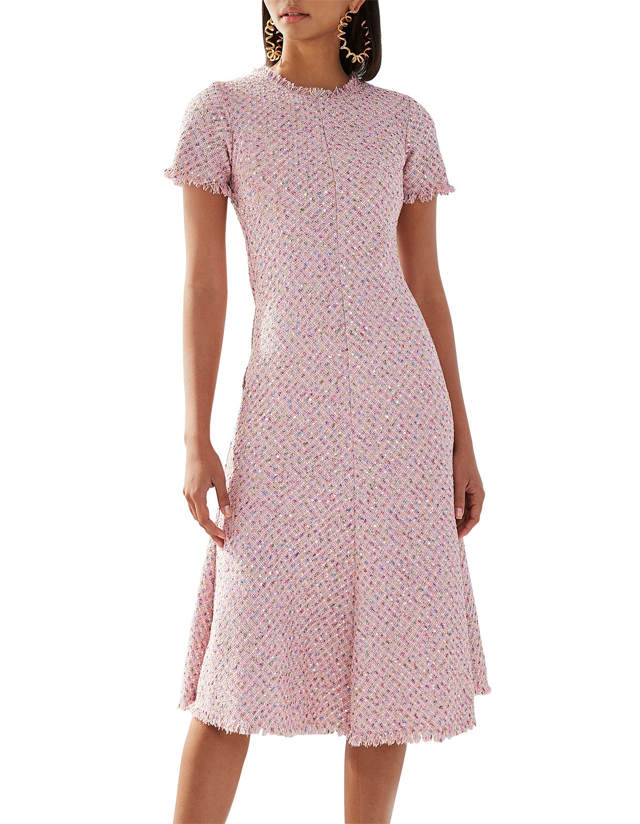 By Johnny Zoe Tweed Bias Midi Dress | David Jones