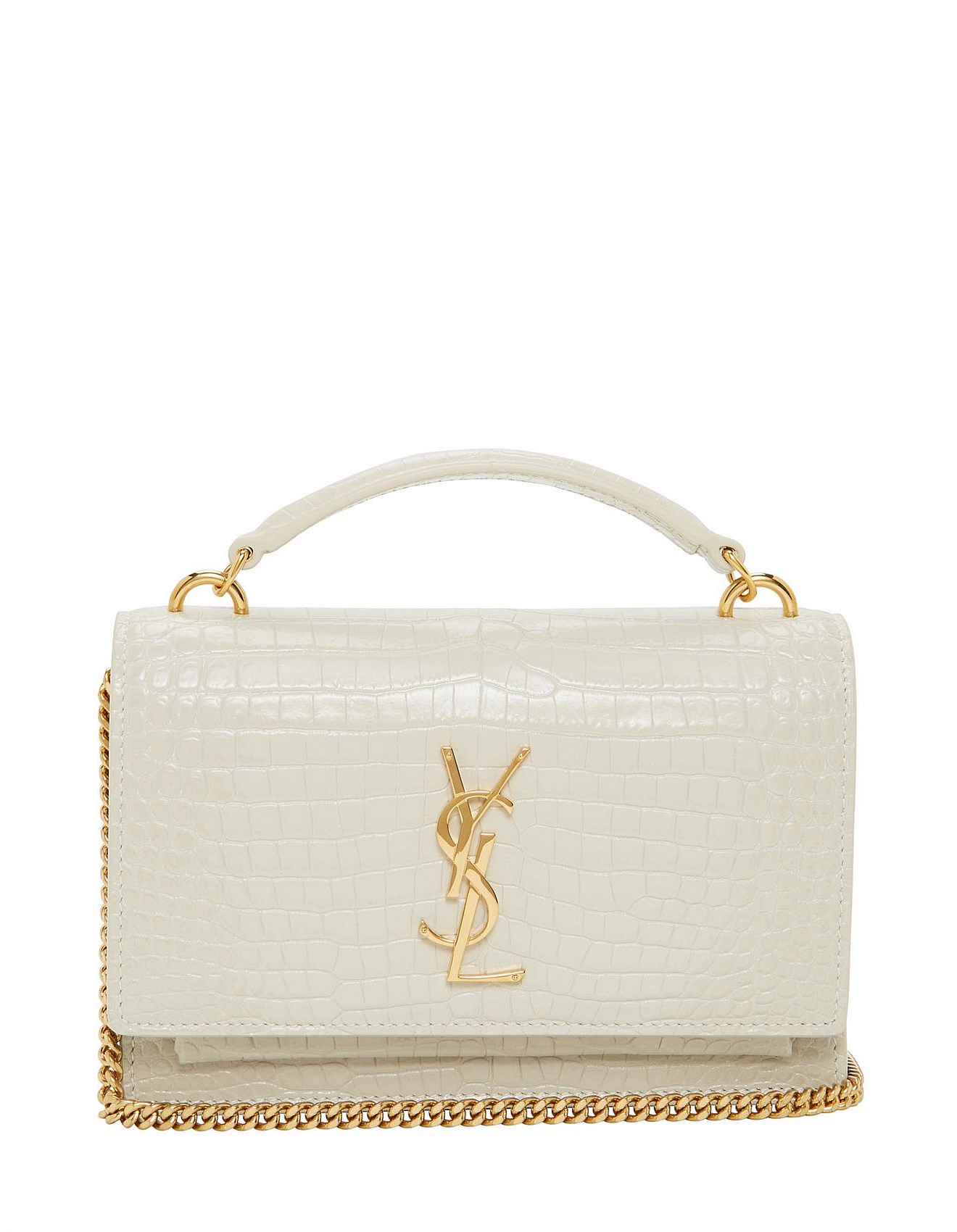 Ysl Sunset Bag White Ysl Handbag Saint Laurent Sunset White Croc