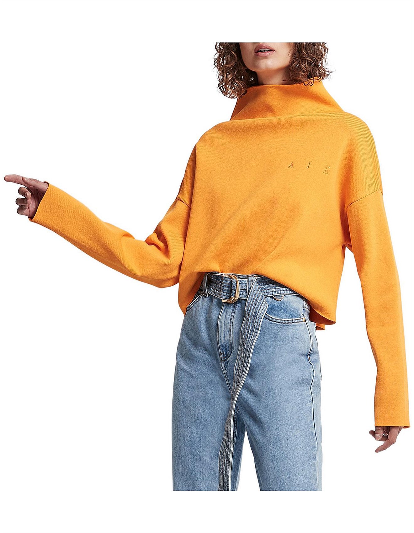 aje psychedelia turtleneck crepe logo crop