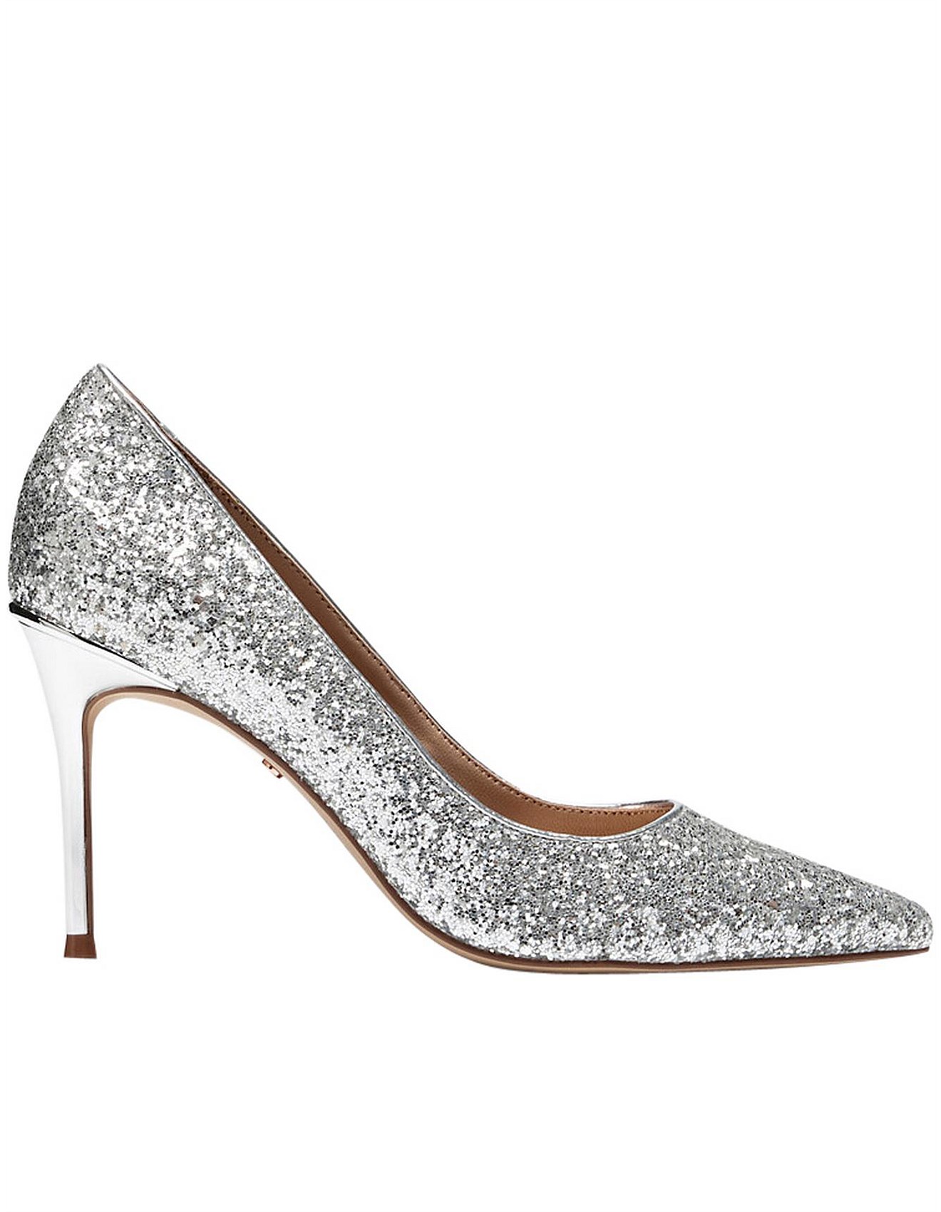 silver sequin pumps
