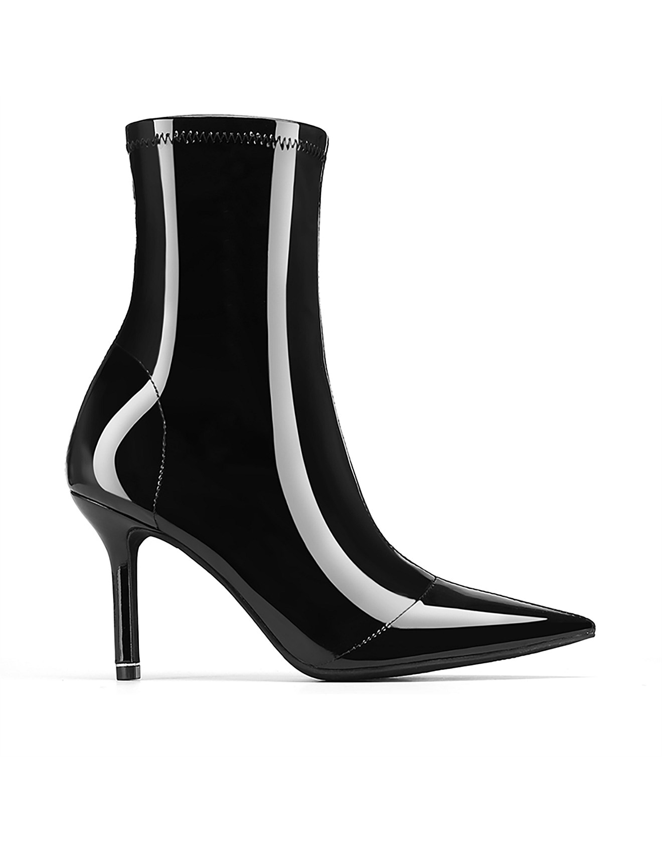 Wittner Qadira Black Stretch Patent Pointed Toe Ankle Boot David
