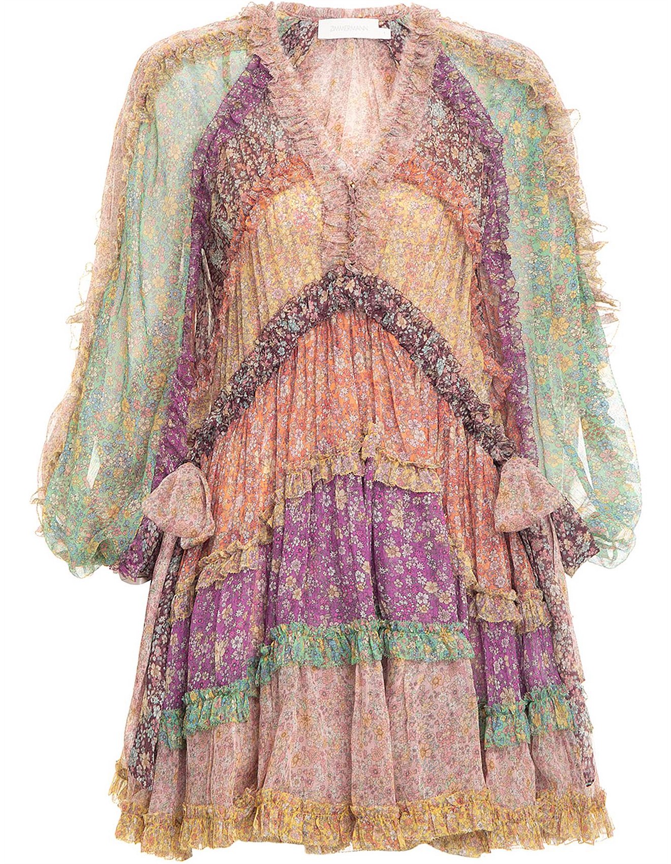 zimmermann spliced carnaby frill billow dress