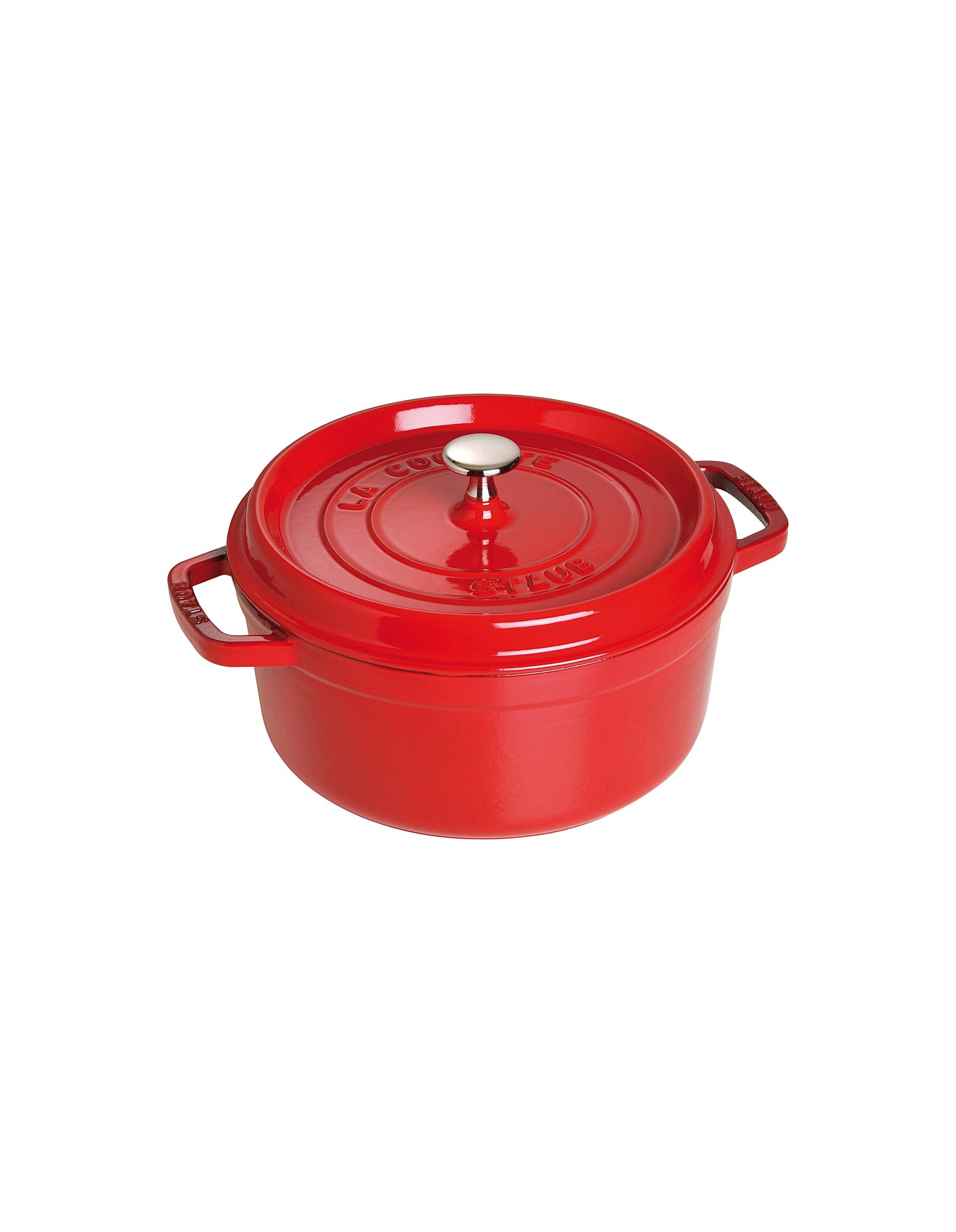 Staub Round Cast Iron Casserole 24cm Cherry Red | David Jones