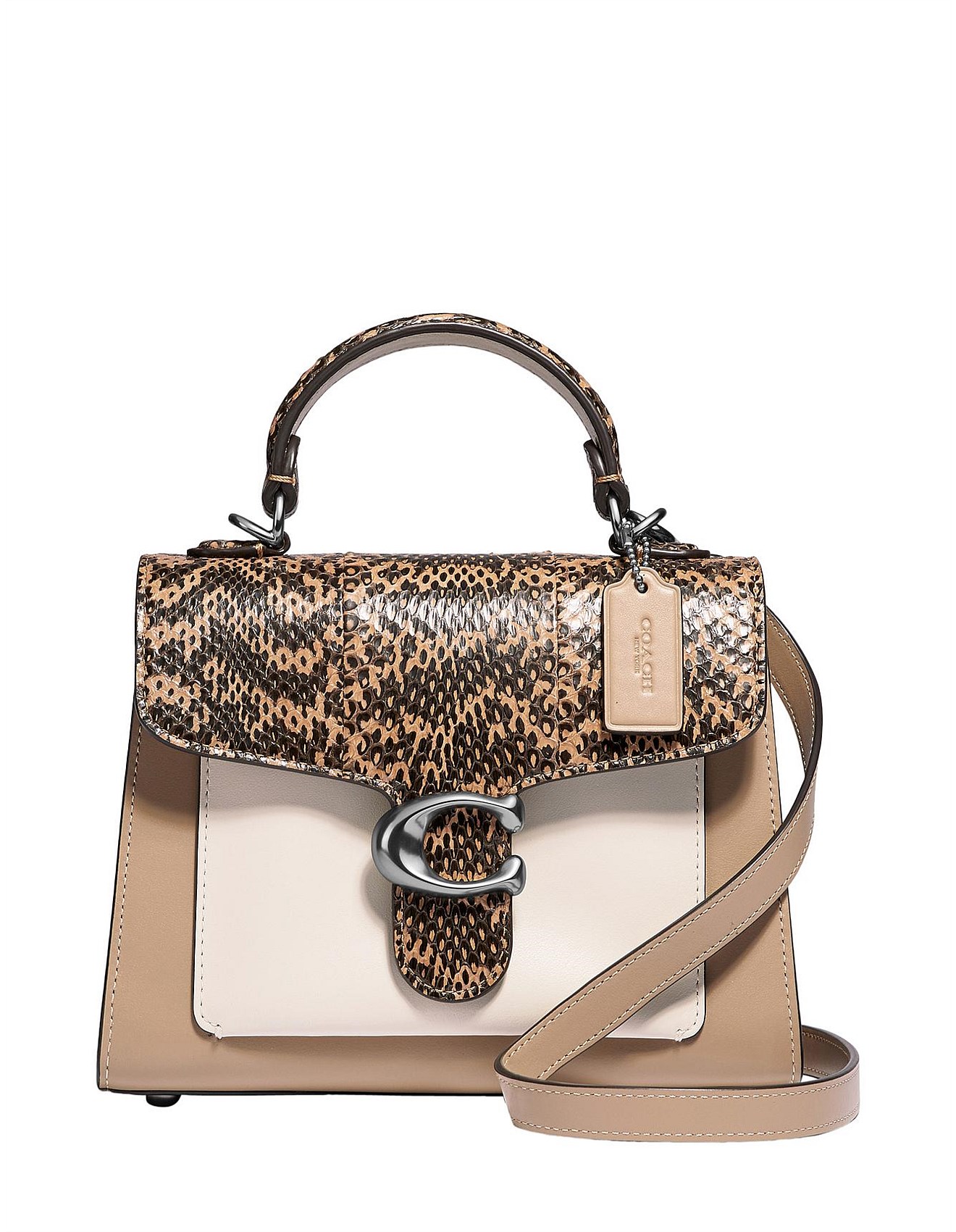 Coach Tabby Top Handle 20 In Colorblock With Snakeskin Detail