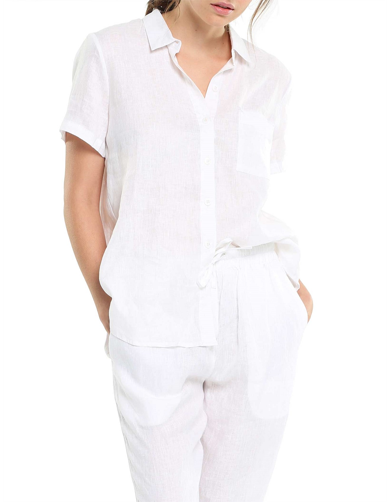 Papinelle Classic Linen Short Sleeve Shirt David Jones