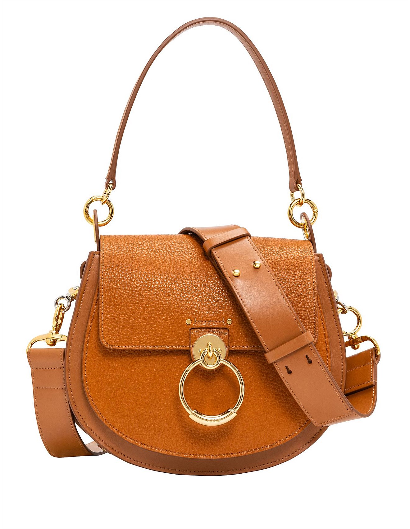 Chloé Tess Large Caramel Brown Leather Shoulder Bag David Jones