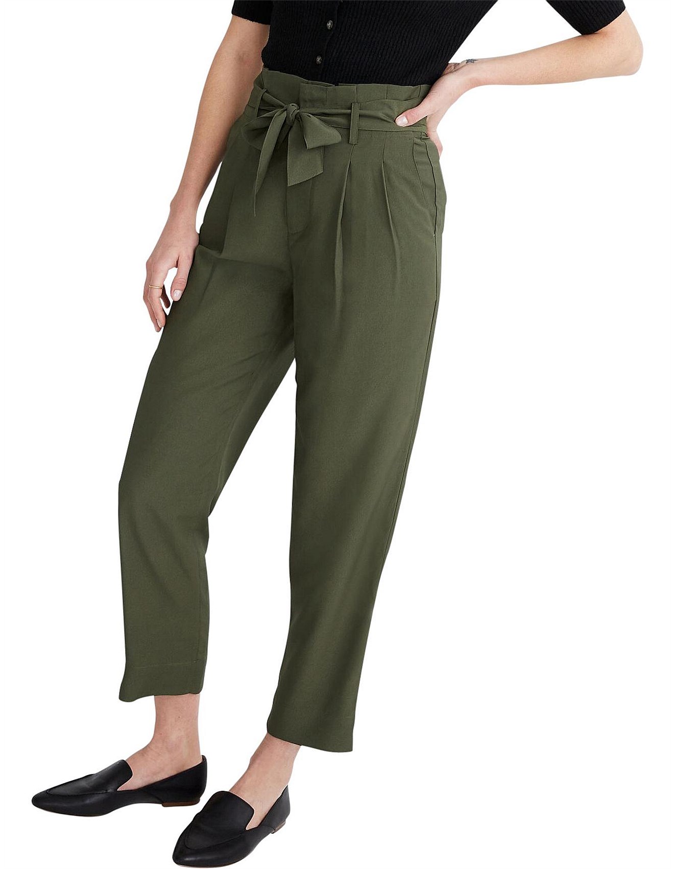 Madewell Drapey Green Paperbag Pant | David Jones