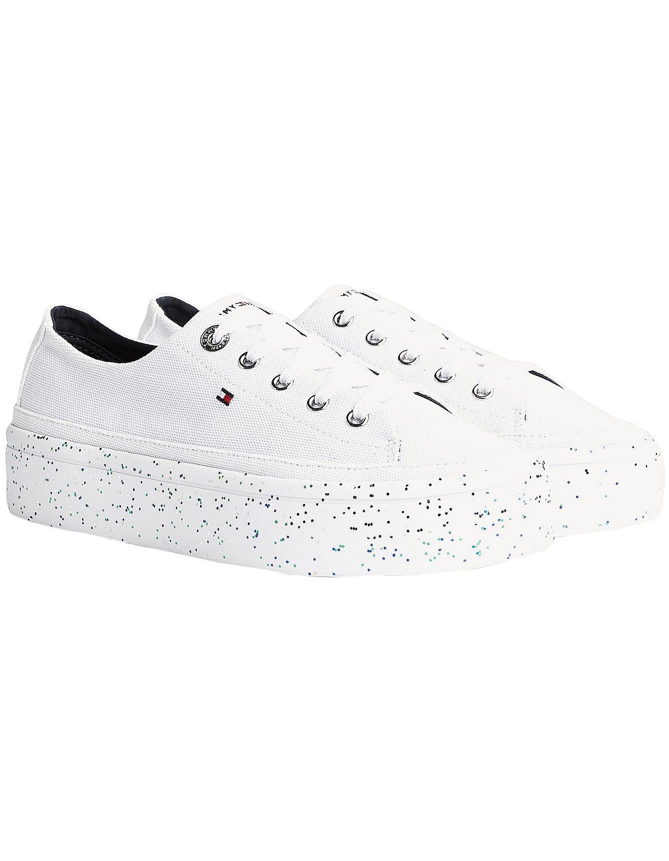 tommy hilfiger glitter flatform trainers