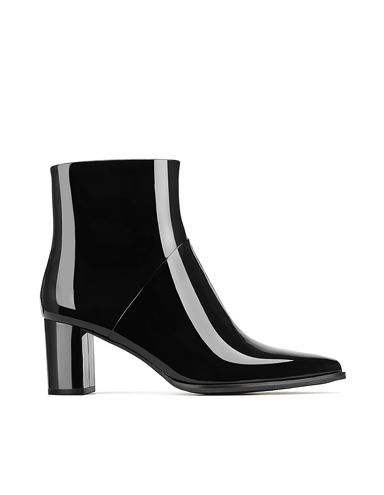 Wittner Deborah Black Patent Leather Block Heel Ankle Boot David