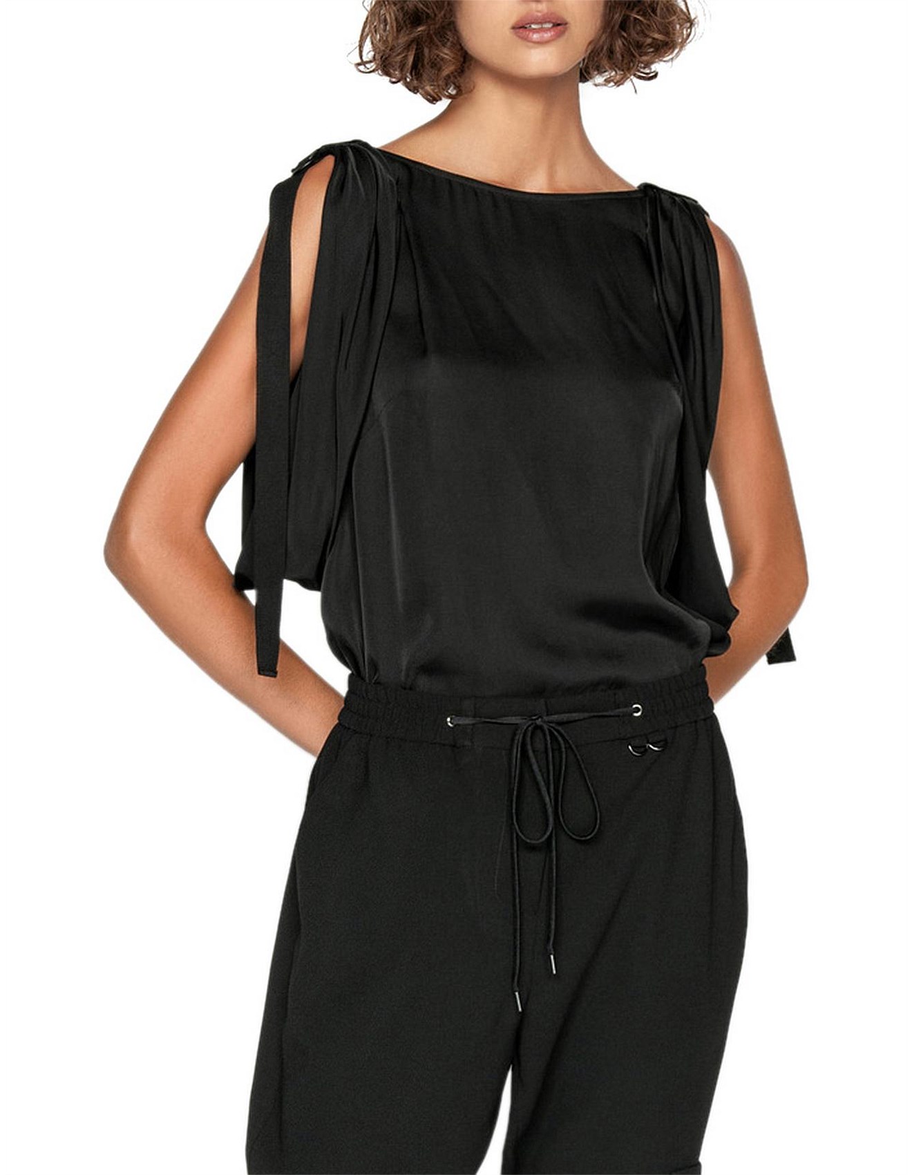 Clothing Satin Draped Sleeve Top