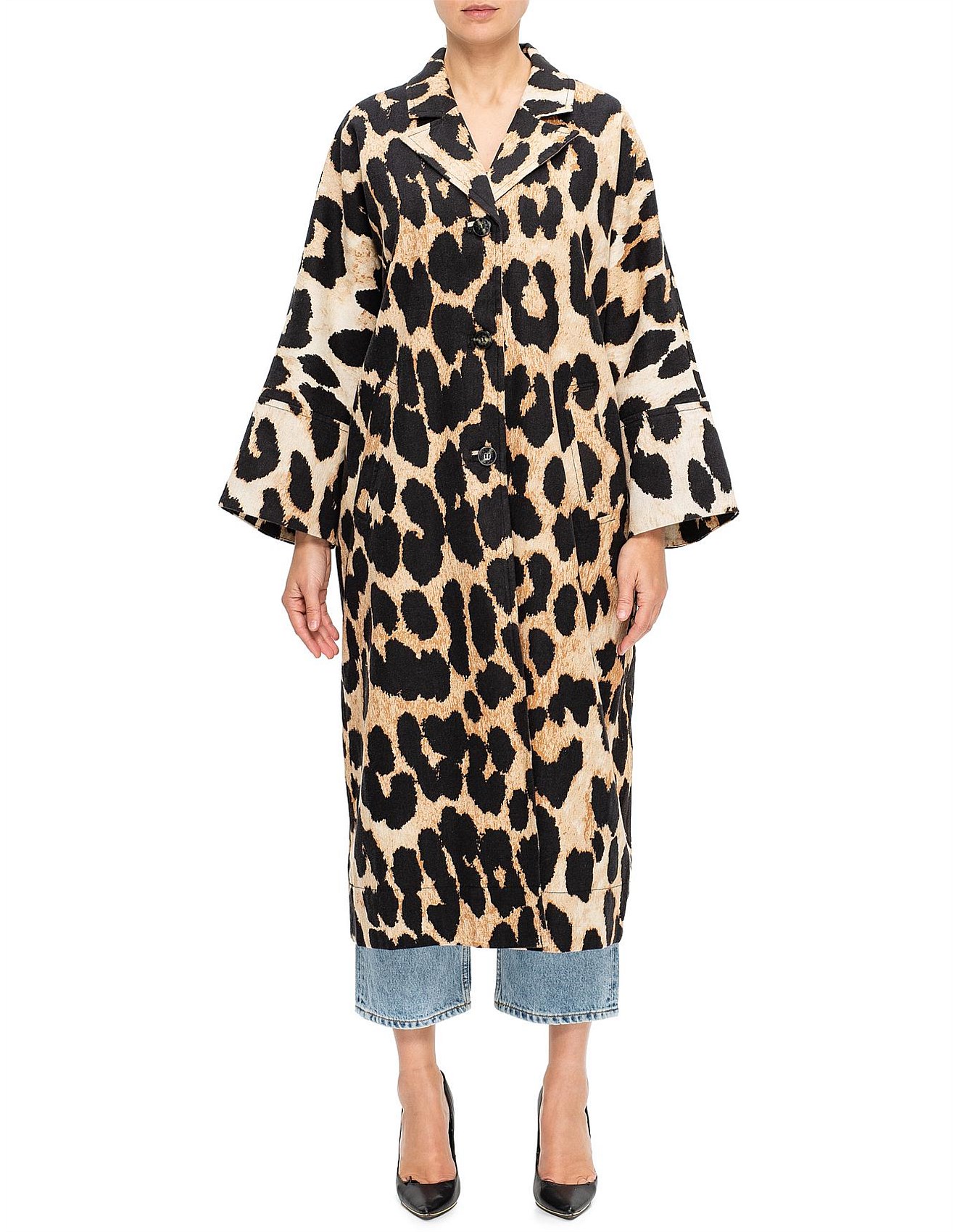 ganni leopard coat